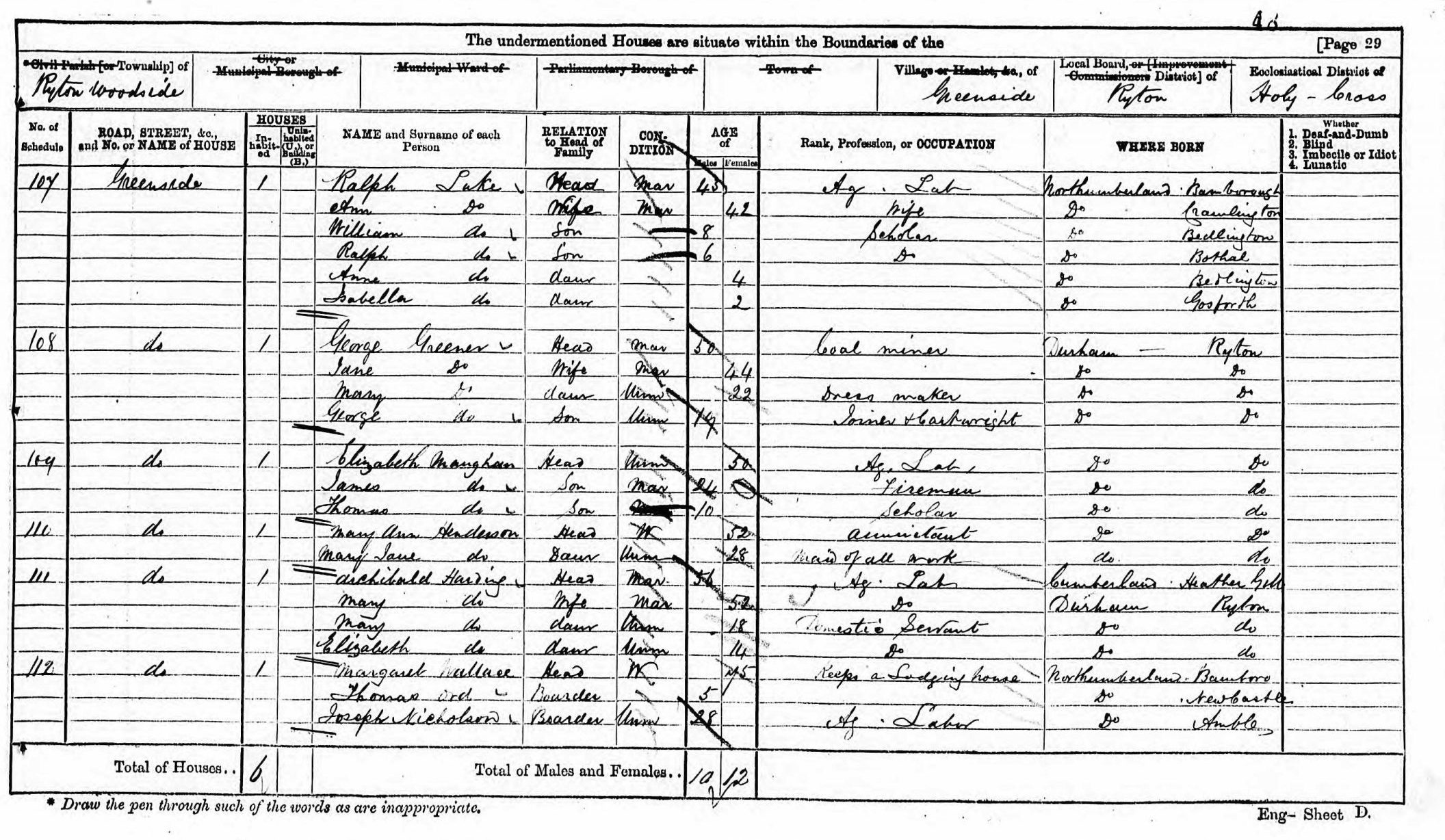 Margaret Wallace 1871 Census