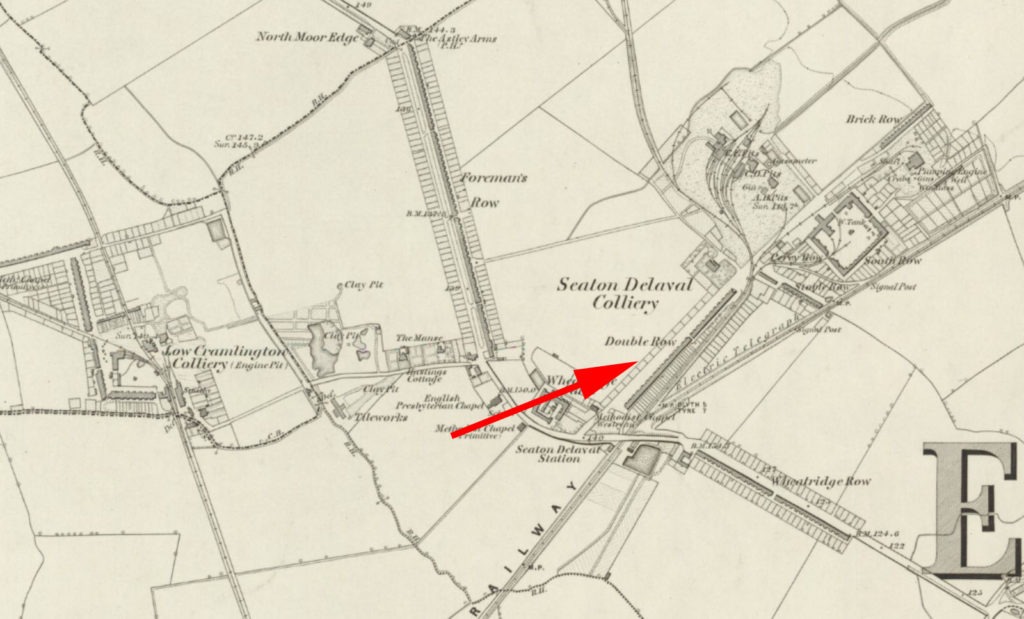 Double Row, Seaton Delaval. OS Six-inch England and Wales, 1842-1952. Northumberland LXXXI (includes: Blyth; Seaton Valley; Whitley and Monkseaton.) Surveyed: 1858. Published: 1865