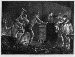 Pitmen hewing the coal. Source: The Graphic 28th Jan 1871 and 4th February 1871