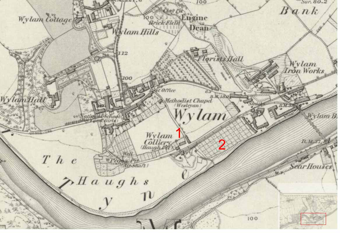 OS Six-inch England and Wales, 1842-1952. Northumberland XCVI (includes: Ryton; Wylam.) Surveyed: 1858 to 1859. Published: 1864